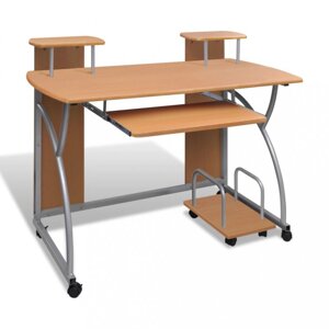 Počítačový stôl DTD / kov Dekorhome Hnědá