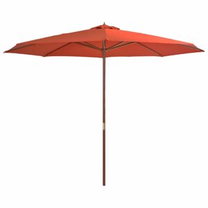 Slnečník Ø 350 cm látka / drevo Dekorhome Oranžová