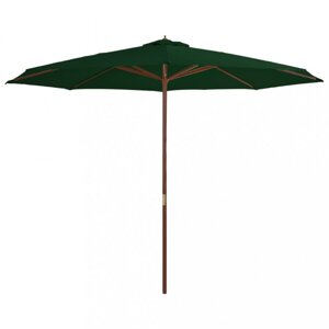 Slnečník Ø 350 cm látka / drevo Dekorhome Zelená
