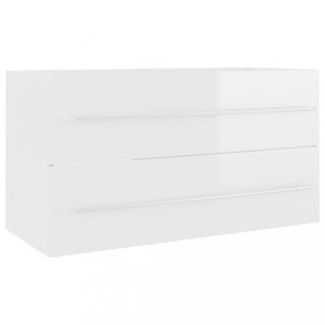 Skrinka pod umývadlo 90 cm Dekorhome Bílá lesk