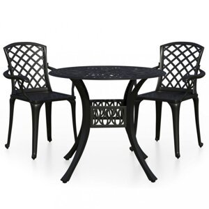 Záhradný bistro set 3 ks liaty hliník Dekorhome Černá