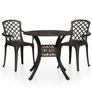 Záhradný bistro set 3 ks liaty hliník Dekorhome Bronzová