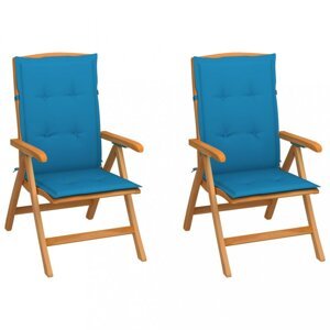Záhradná stolička 2 ks teak / látka Dekorhome Světle modrá