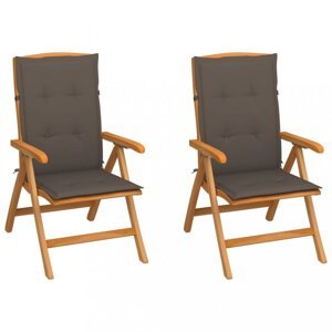 Záhradná stolička 2 ks teak / látka Dekorhome Šedohnědá taupe