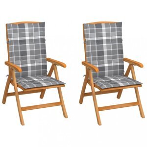 Záhradná stolička 2 ks teak / látka Dekorhome Šedá kostka