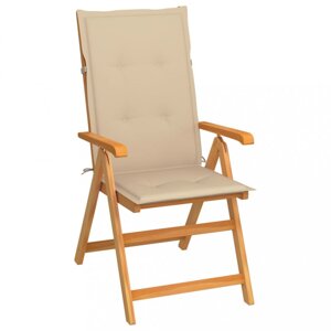 Skladacia záhradná stolička s poduškami teak / látka Dekorhome Béžová