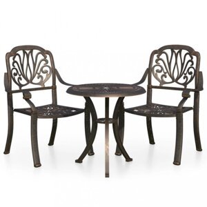 Záhradný bistro set 3 ks liaty hliník Dekorhome
