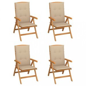 Záhradná stolička 4 ks teak / látka Dekorhome Béžová