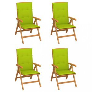 Záhradná stolička 4 ks teak / látka Dekorhome Světle zelená