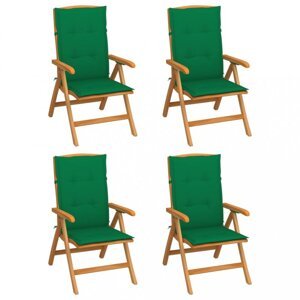 Záhradná stolička 4 ks teak / látka Dekorhome Tmavě zelená