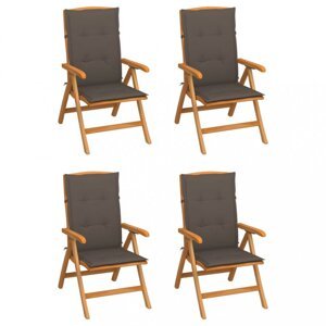 Záhradná stolička 4 ks teak / látka Dekorhome Šedohnědá taupe