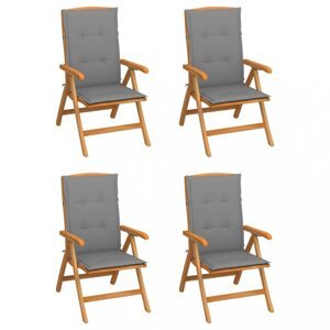 Záhradná stolička 4 ks teak / látka Dekorhome Šedá