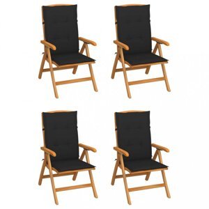 Záhradná stolička 4 ks teak / látka Dekorhome Černá
