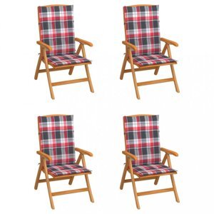 Záhradná stolička 4 ks teak / látka Dekorhome Bílá / červená