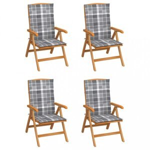 Záhradná stolička 4 ks teak / látka Dekorhome Šedá kostka