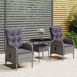 Záhradný bistro set 3 ks Dekorhome Černá / šedá