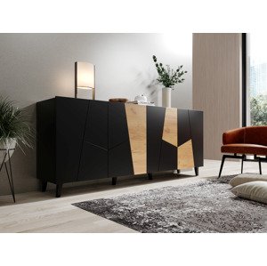 Komoda ETNA Halmar Dub craft / černá