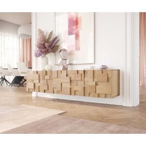 TV stolík Puzzle 175x35x40 cm prírodný dub 4 dvierka