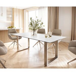 Jedálenský stôl Edge 200x100 cm keramický Laminam® Statuarettio biely