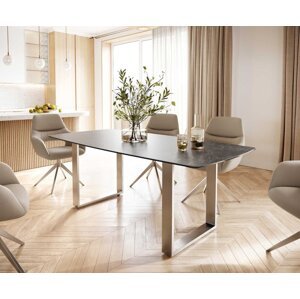 Jedálenský stôl Edge 200x100 cm keramický zaoblený Laminam® Nero Greco