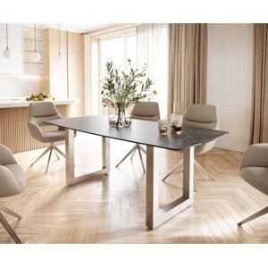 Jedálenský stôl Edge 200x100 cm keramický zaoblený Laminam® Nero Greco