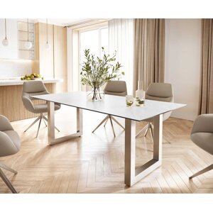 Jedálenský stôl Edge 200x100 cm keramický Laminam® Statuarettio biely