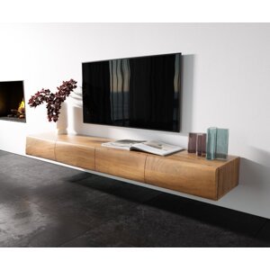 TV stolík Nový 200 cm prírodná akácia 4 dvere závesné