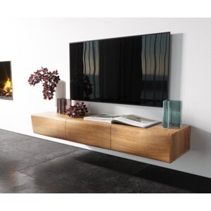TV stolík Nový 145 cm prírodná akácia 3 dvierka na zavesenie