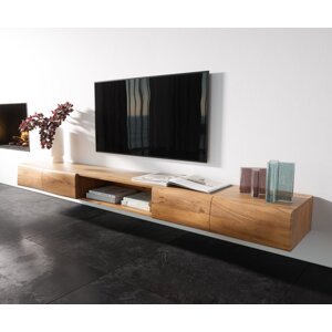 TV stolík Nový 240 cm prírodná akácia 4 dvierka 1 priehradka na