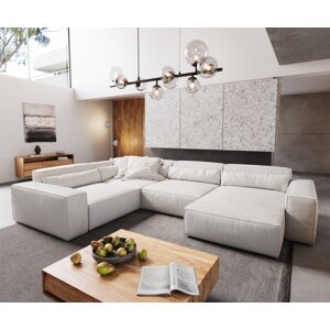 Pohovka v tvare U Sirpio XL 360x260 cm bouclé krémovo-biele variabilné