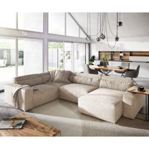 Pohovka v tvare U Sirpio D 330x240 cm manšestrová béžová variabilné