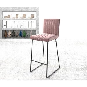 Barová židle Luiga-Flex Velvet Rosé Skid Kovový rám