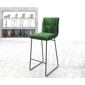 Barová židle Maddy-Flex Velvet Green Kovový rám s ližinami