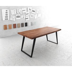 Jídelní stůl Edge 180x90 XL hnědá akácie kovová podnož šikmá