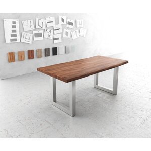 Jídelní stůl Edge 180x90 XL Acacia Brown Stainless Steel Wide Live