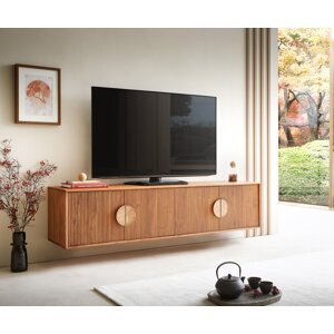 TV stolík Surimu 175x40x40 cm akácia svetlohnedá 4 dvierka korkové