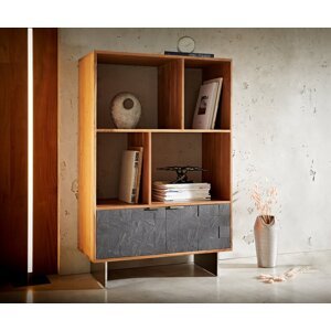 Skriňa Teele 90x130 cm prírodná akácia 2 dvierka podstavec nerezová