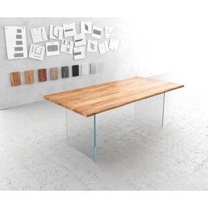 Jedálenský stôl Edge 200x100 akáciové prírodné sklo Swiss edge