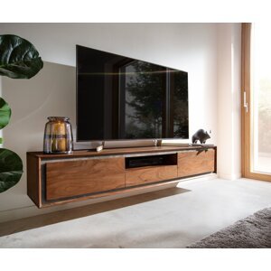 TV stolík Stonegrace 175 cm akáciová hnedá kamenina 2 dvierka 1