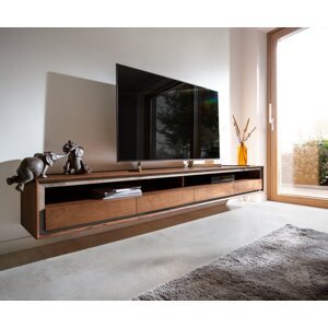 TV stolík Stonegrace 240 cm akáciová hnedá kamenina 4 zásuvky 1