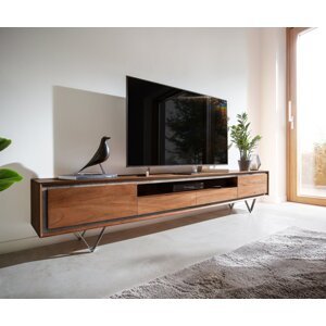 TV stolík Stonegrace 240 cm akáciová hnedá 2 dvierka 2 zásuvky 1