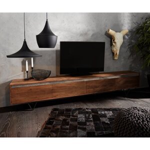 TV stolík Stonegrace 240 cm Akácia hnedá bridlica 4 dvierka Podstavec