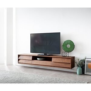 TV stolík Eloi 200x35 cm akáciová hnedá 2 dvierka 1 zásuvka na