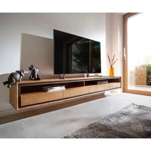 TV stolík Stonegrace 240 cm akácia prírodná 2 priehradky 4 zásuvky