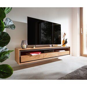 TV stolík Stonegrace 175 cm prírodná akácia 1 priehradka 3 zásuvky