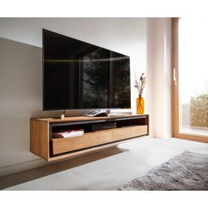 TV stolík Stonegrace 145 cm akácia prírodná 1 priehradka 2 zásuvky