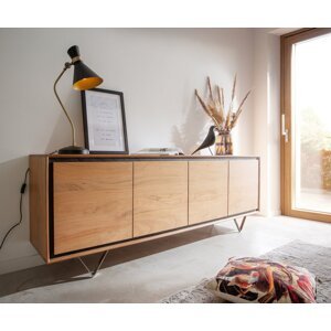 Komoda Stonegrace 200 cm prírodná akácia 4 dvierka kamenné drevo