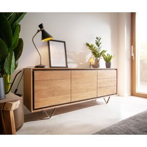 Komoda Stonegrace 175 cm prírodná akácia 2 dvierka 3 zásuvky kamenné
