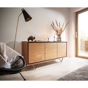 Komoda Stonegrace 145 cm prírodná akácia 3 dvierka podstavec