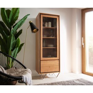 Vitrína Stonegrace 55x180 prírodná akácia 1 dvere 2 zásuvky kamenná